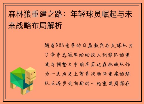 森林狼重建之路：年轻球员崛起与未来战略布局解析